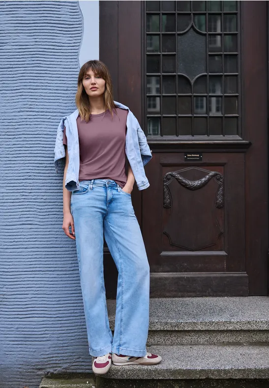 Basic T-Shirt mit Rundhals und Kurzarm hazy rose