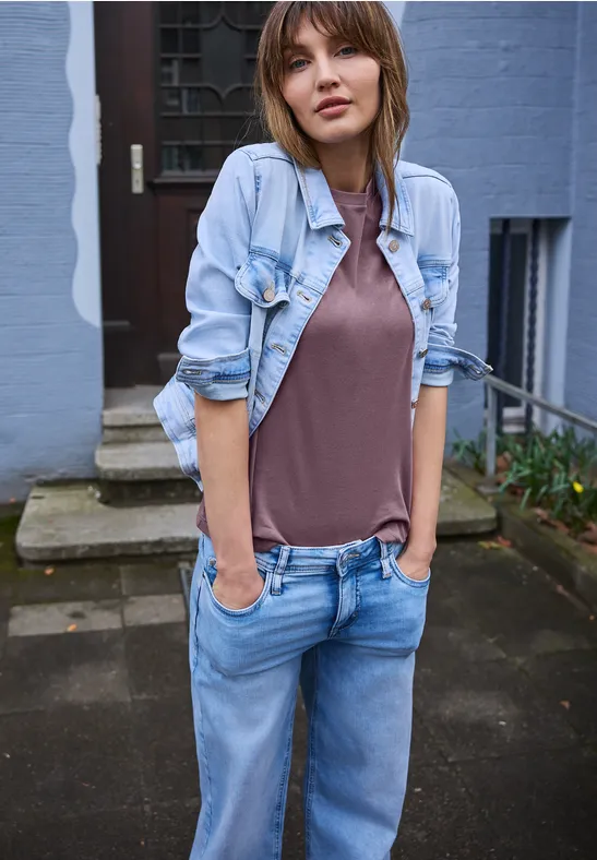 Basic T-Shirt mit Rundhals und Kurzarm hazy rose
