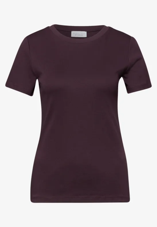 Basic T-Shirt mit Rundhals und Kurzarm very berry