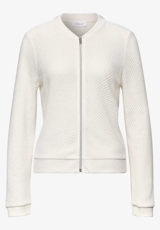Langarm Jacke mit Strukturstreifen off white