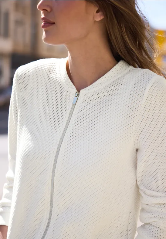 Langarm Jacke mit Strukturstreifen off white
