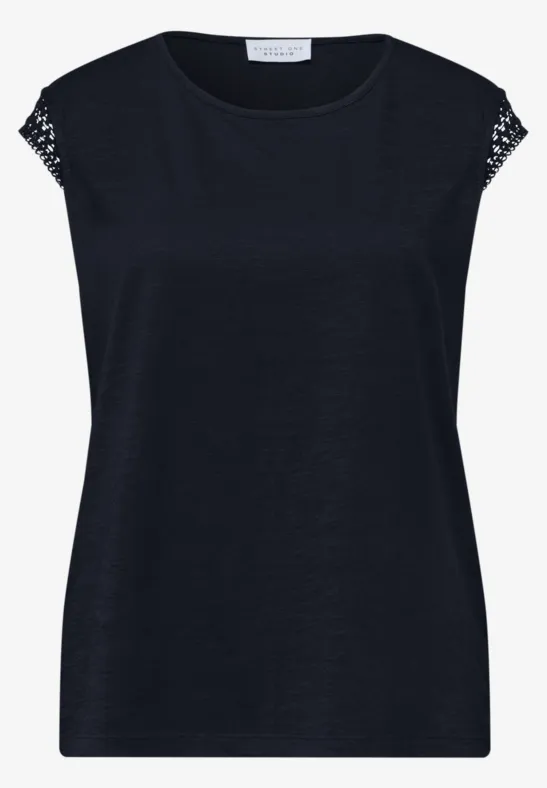 Shirt mit Rundhals und Crochet Ärmeln midnight muse