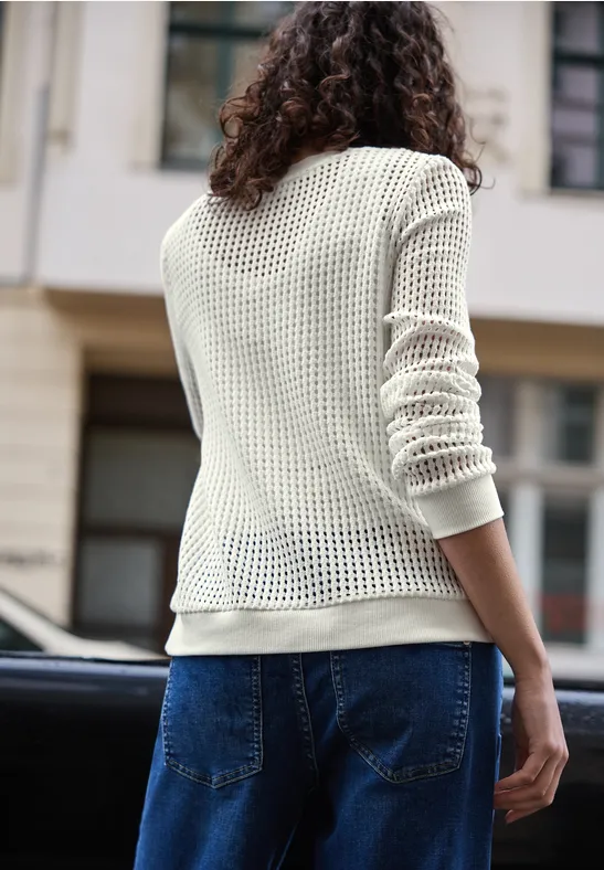 Langarm Shirt im Strick-Look off white