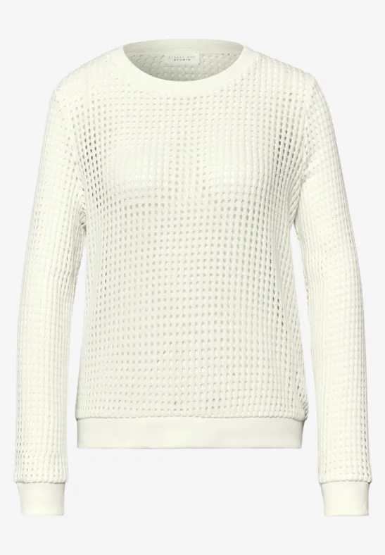 Langarm Shirt im Strick-Look off white