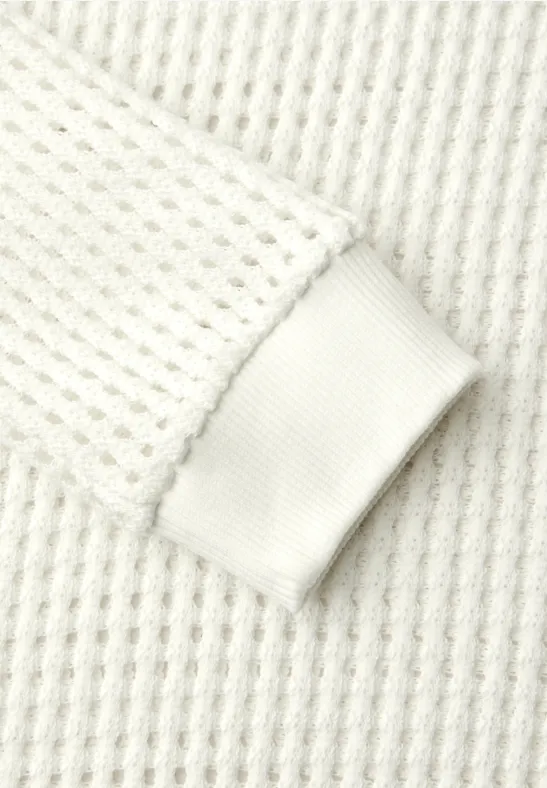 Langarm Shirt im Strick-Look off white