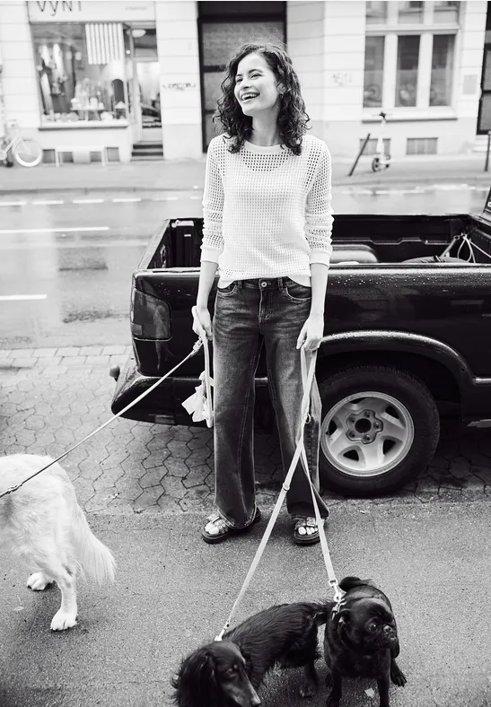 Langarm Shirt im Strick-Look off white