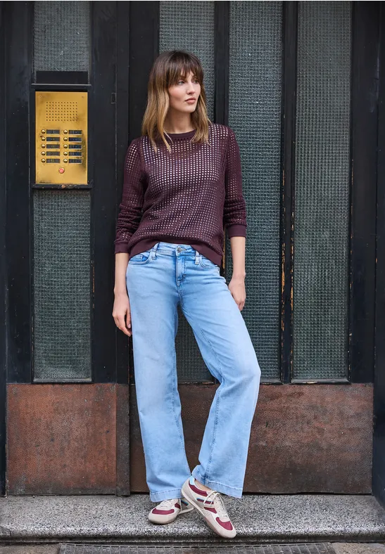 Shirt met lange mouwen in gebreide look very berry