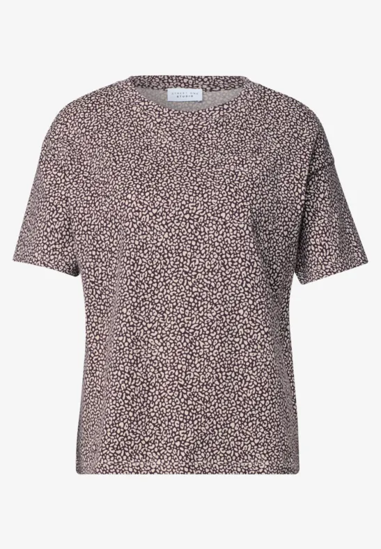 Grijs T-shirt met subtiel patroon en korte mouwen
