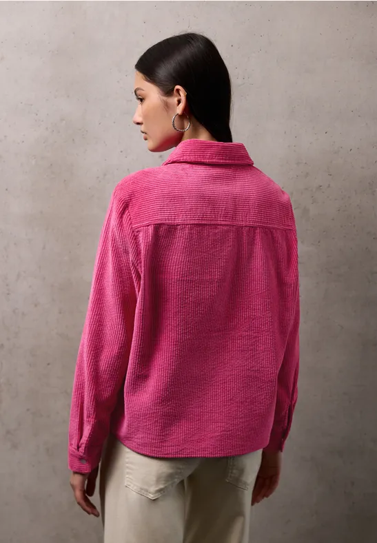 Softe Cord Hemdbluse dark candy pink