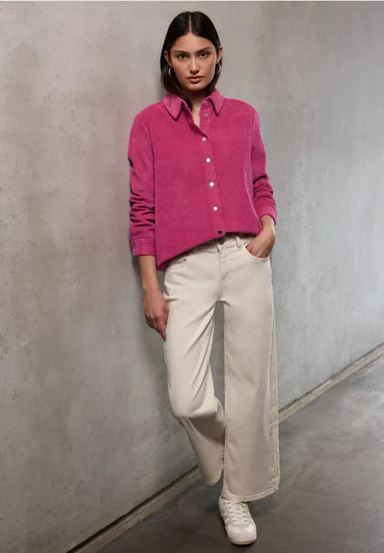 Softe Cord Hemdbluse dark candy pink