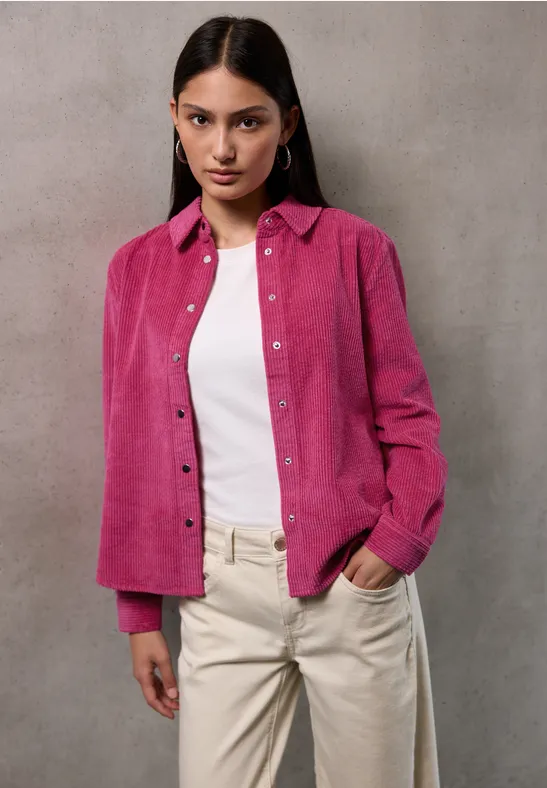 Softe Cord Hemdbluse dark candy pink
