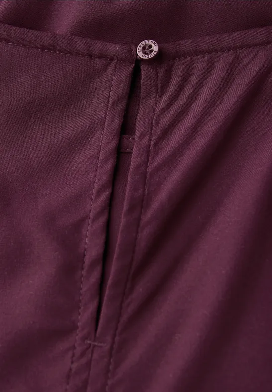 Blusenshirt mit Elastiksaum dark plum red