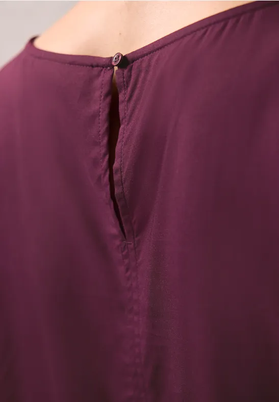 Blusenshirt mit Elastiksaum dark plum red
