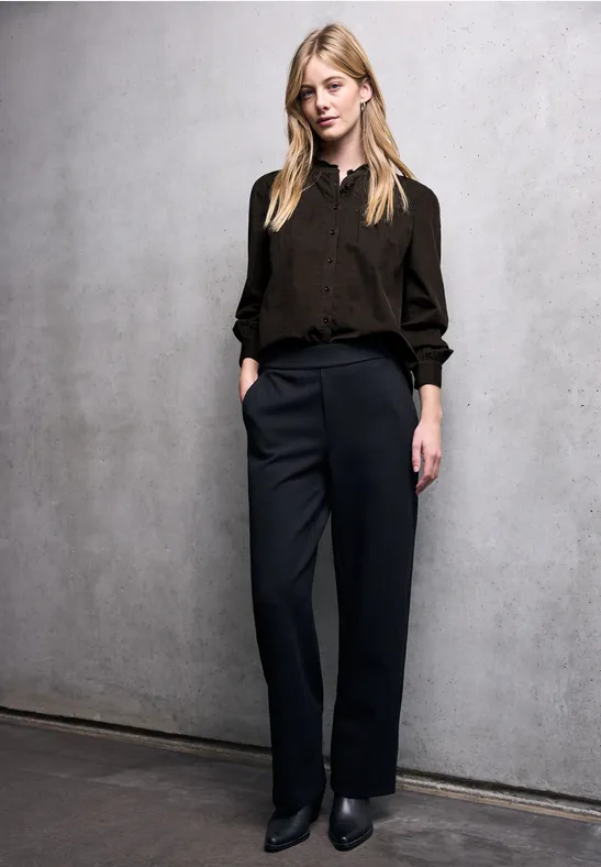 Cordbluse mit Rüschendetails dark auburn brown