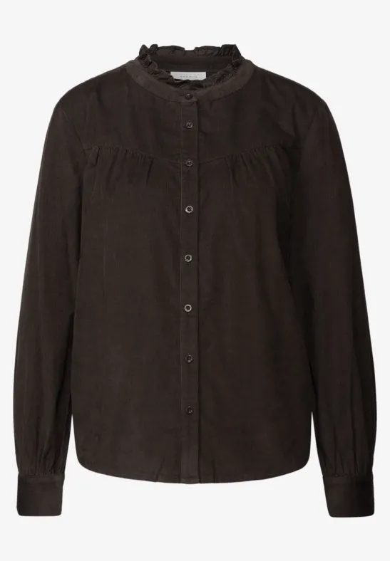 Cordbluse mit Rüschendetails dark auburn brown