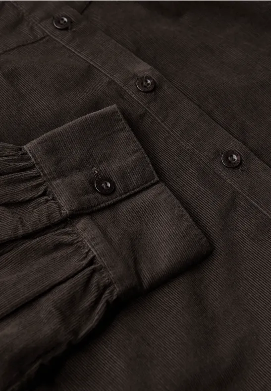Cordbluse mit Rüschendetails dark auburn brown
