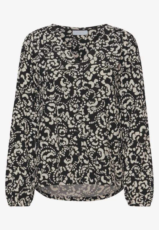 V-hals blouse met knopen Black