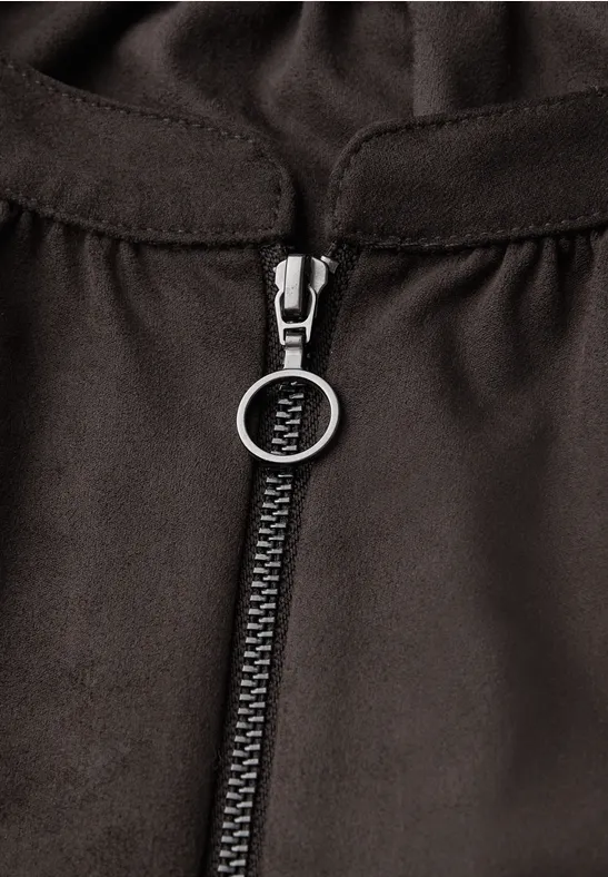 Velours Tunika mit Zipper dark auburn brown