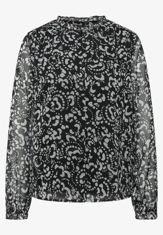 Gemusterte Chiffon Bluse Black