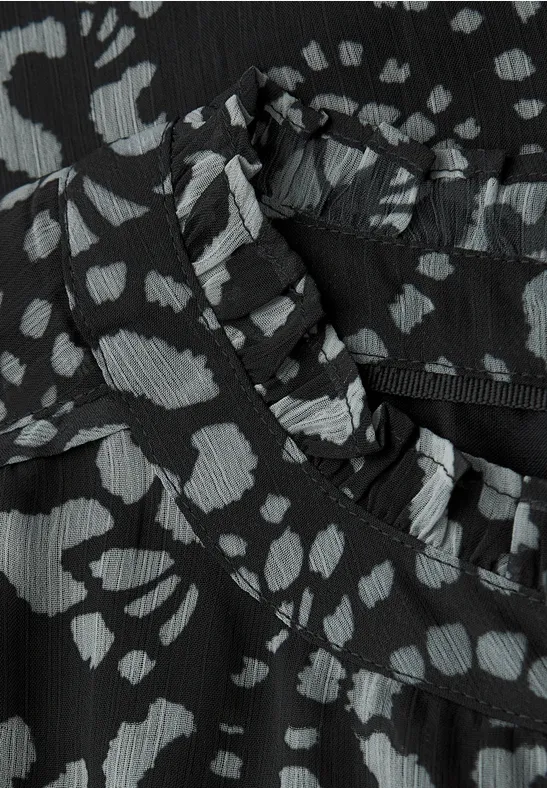 Gemusterte Chiffon Bluse Black