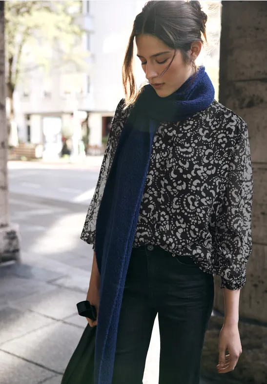 Gedessineerde chiffon blouse Black