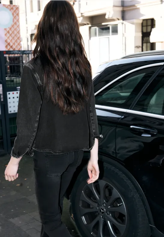 Jeanshemd mit Glitzerdetails Black Random Washed