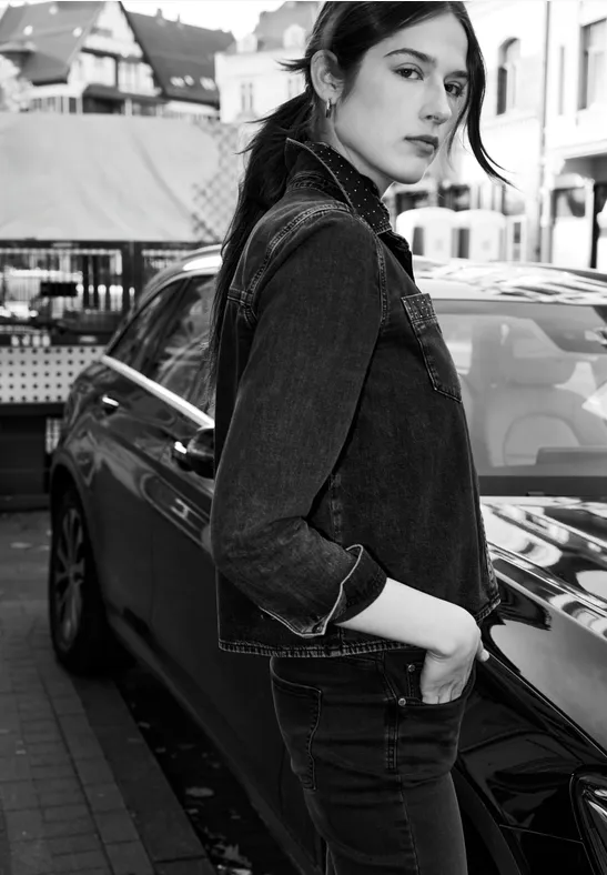 Jeanshemd mit Glitzerdetails Black Random Washed