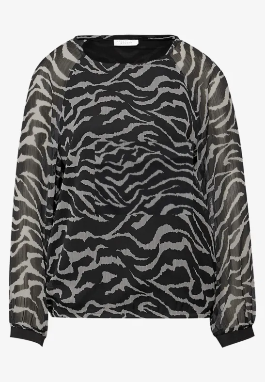 Chiffonbluse mit Zebra-Print flint grey