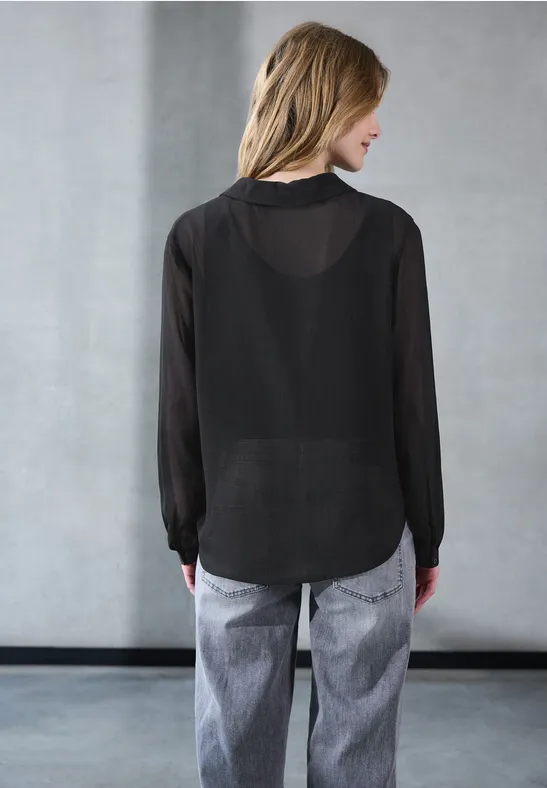 Chiffon overhemd blouse Black