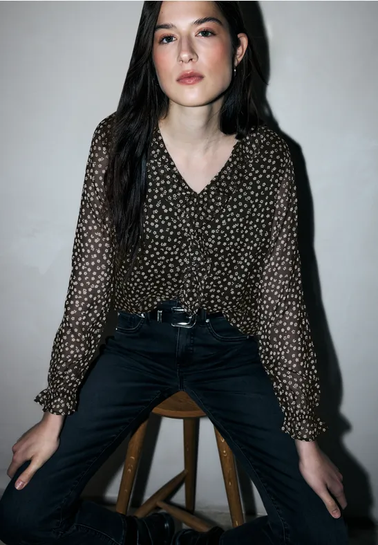 Chiffonbluse mit Volants Black