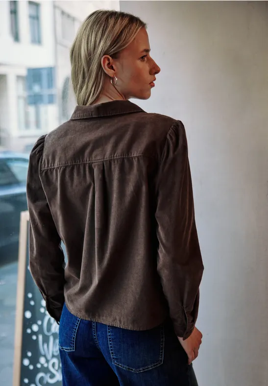 Sztruksowa bluzka koszulowa null