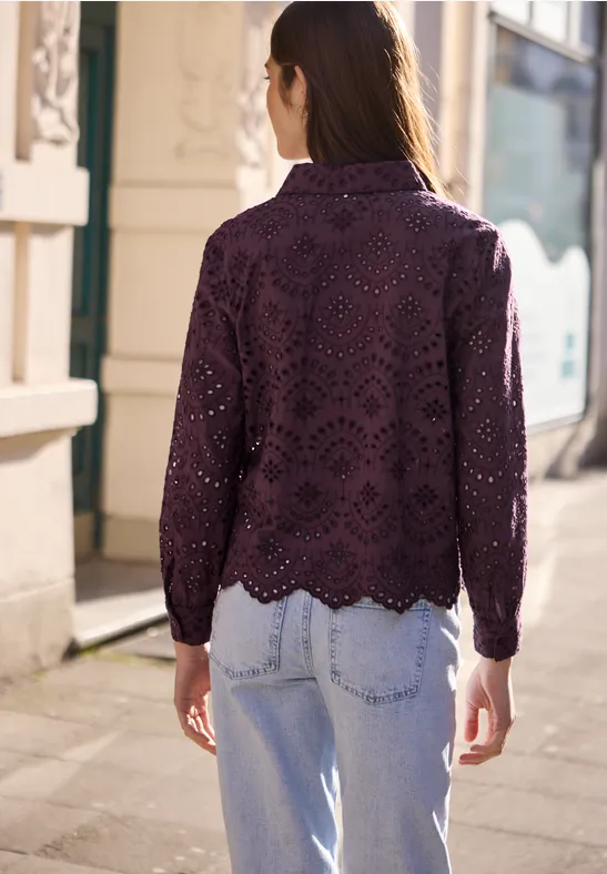 Langarm Bluse mit Shiffleymuster very berry