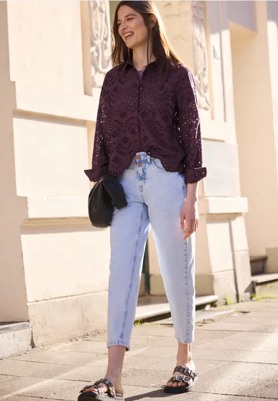 Langarm Bluse mit Shiffleymuster very berry