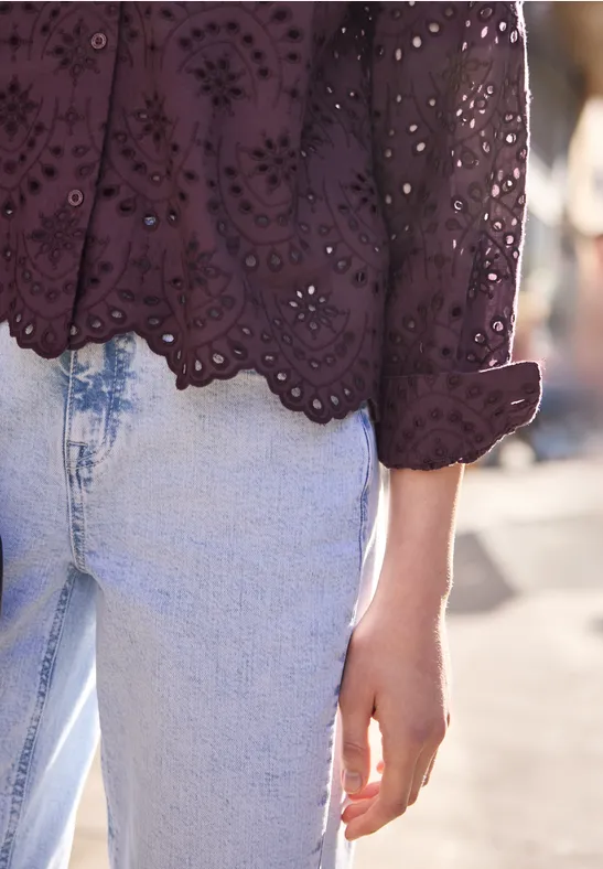 Langarm Bluse mit Shiffleymuster very berry