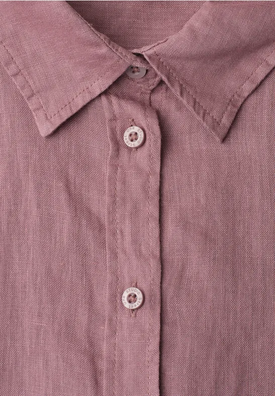 Linnen overhemd met korte mouwen hazy rose