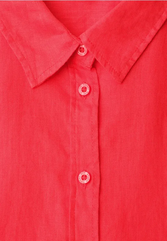 Kurzarm Hemdbluse aus Leinen chili red