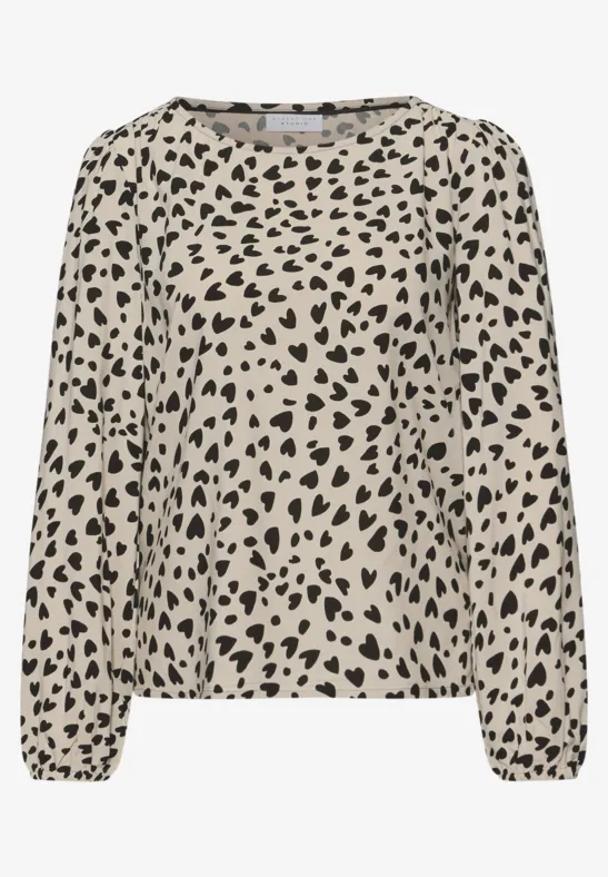 Blouse avec motif de cœur stone sand