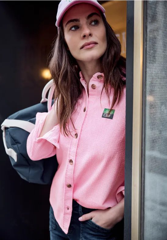 Bluse mit Patchdetail tulip pink