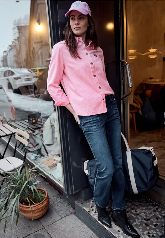 Bluse mit Patchdetail tulip pink