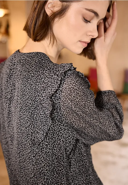 Blouse met volants buffed beige