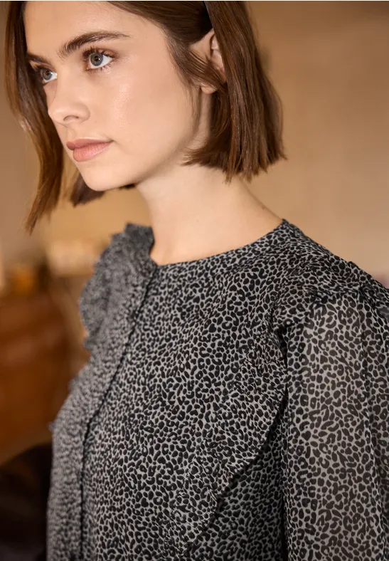 Blouse met volants buffed beige