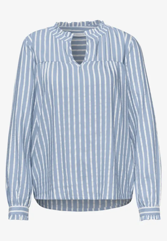 Langarm Bluse in Seersucker Qualität original blue