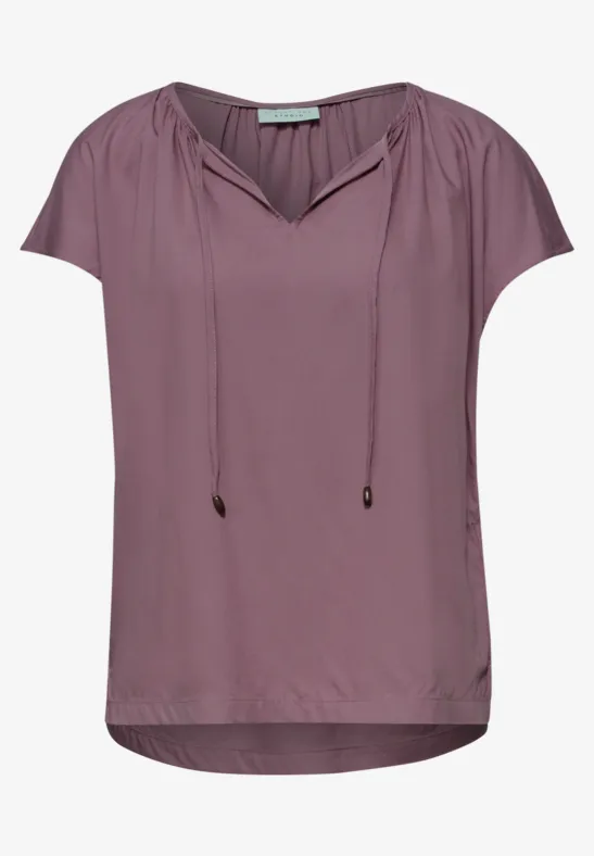 Blouse met losse schouders en gespleten hals hazy rose