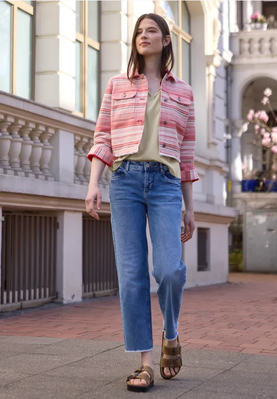 Dropped Shoulder Bluse mit Split Neck stone sand