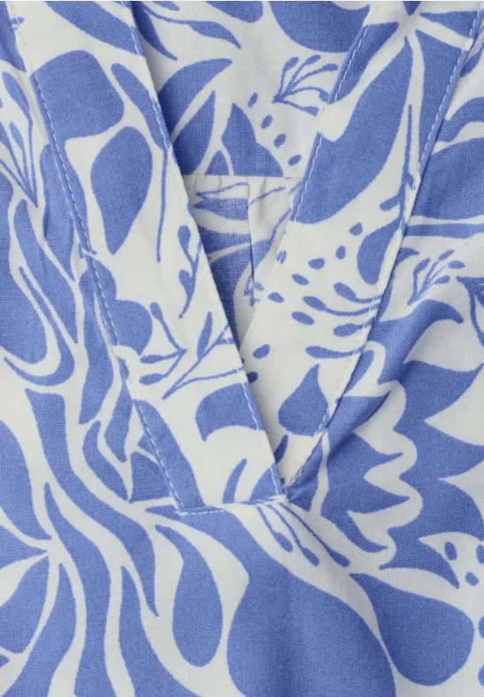 Blusentop mit Split Neck und Volants eventide blue