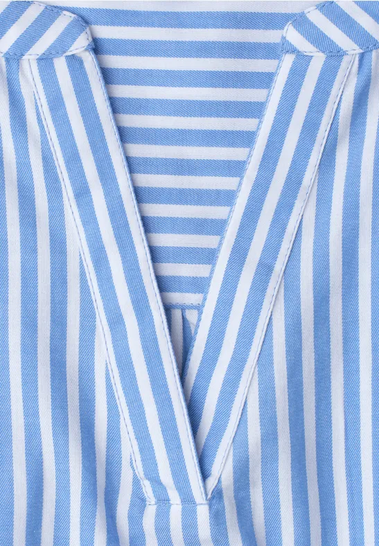 Blusentop mit Split Neck und Volants eventide blue