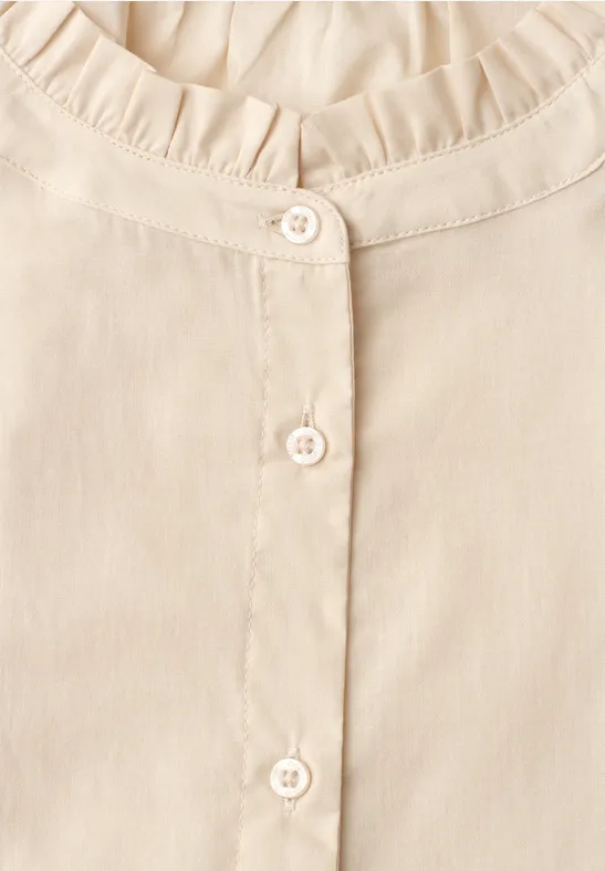 Blouse à manches courtes avec col rond et volants stone sand