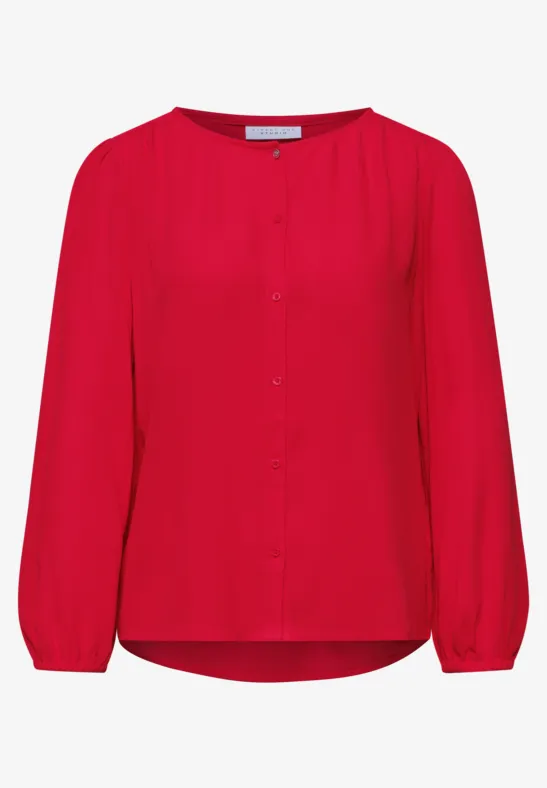 Chemisier à manches 3/4 avec col rond et boutons chili red