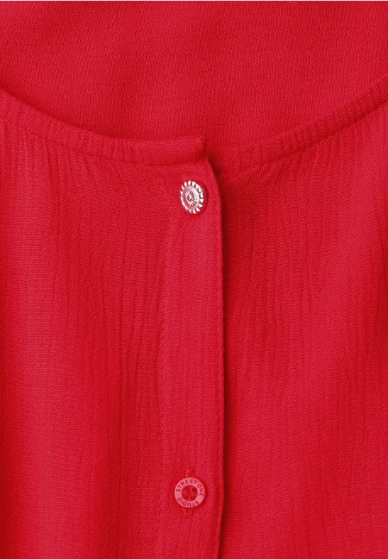 Chemisier à manches 3/4 avec col rond et boutons chili red