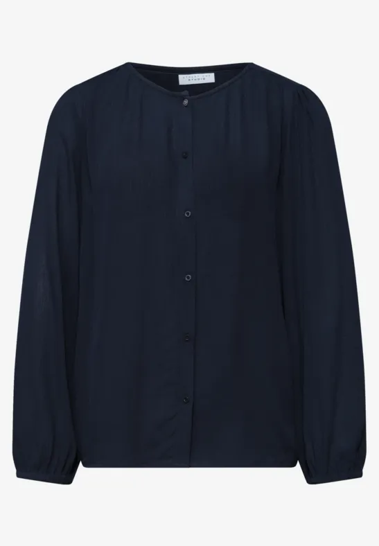 3/4-Arm Bluse mit Rundhals und Knöpfen midnight muse